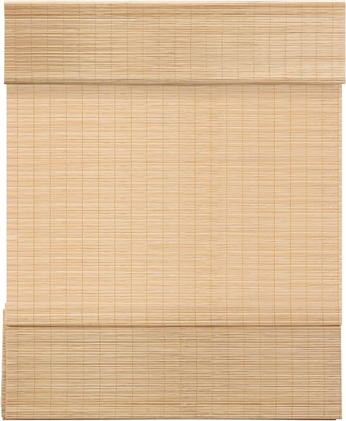 LazBlinds Cordless Bamboo Roman Shades for Windows, 39'' W x 60'' H | Natural Light Filtering Bamboo Window Blinds, Bamboo Blinds for Bedroom Living Room Office Indoor