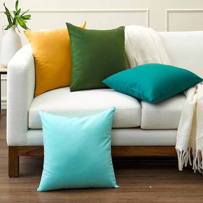 Encasa XO Throw Pillow Covers 18x18 in Set of 2 Mango | No Inserts | Cotton Pillow Covers for Living Room, Bed, Sofa, Couch | Decorative Cushion Covers with Improved Zipper