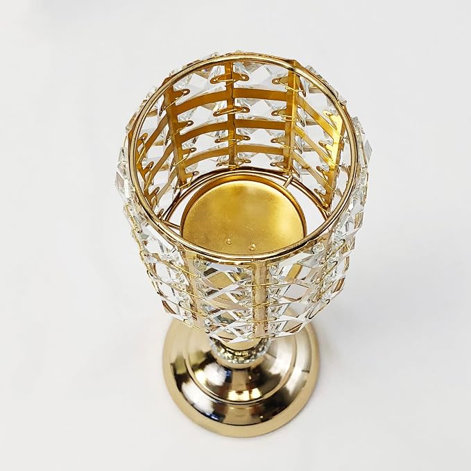 allgala 13" Crystal Gold Plated Tealight Votive Decorative Candle Holder