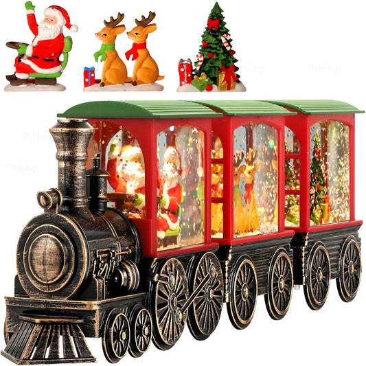 Christmas Snow Globe Train Santa Claus Reindeer Gifts Tree Classic Relief Texture Battery Powered LED Glitter Christmas Decorations Indoor