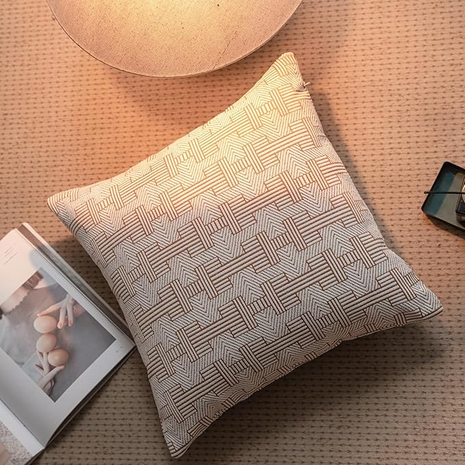 Croker Horse 20x20'' Inches Throw Pillow Cushion Cover - Emma Orange Birch Stripe Pattern Couch Sofa Pillow Covers for Living Room Bedroom