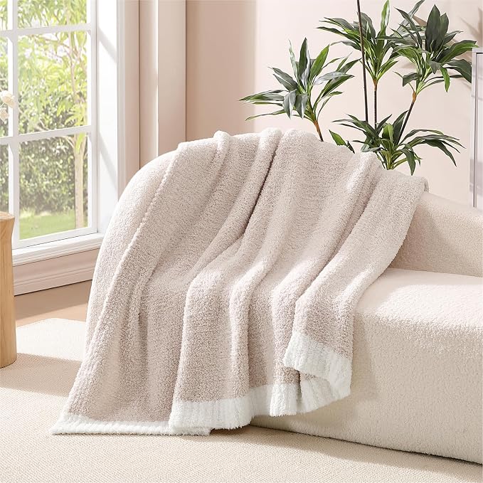 WRENSONGE Soft Throw Blanket for Couch-Cozy Reversible Knitted BlanketsW | Lightweight Warm Fluffy Decor for Women, Mom, Her & Girls, Sofa, Chair, Bed, 50x70in, Cationic Dyeing Taupe