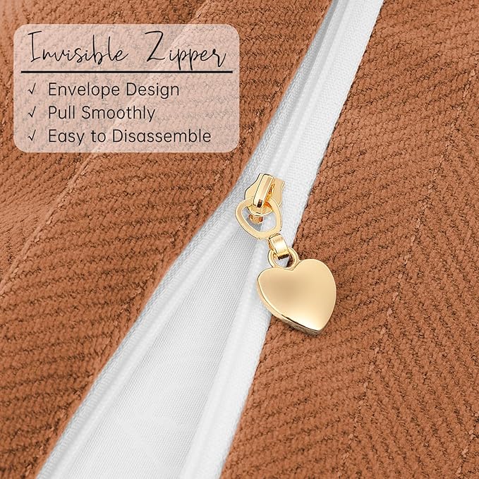 ZWJD Orange Pillow Covers 22x22 Set of 2 Chenille Throw Pillow Covers with Elegant Design Soft and Luxurious Decorative Throw Pillows for Couch, Bed, and Home Decor