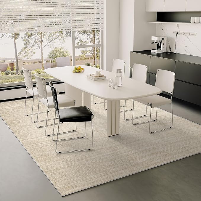 Valenrug Washable Rugs 7x9 - Non Slip 7x9 Area Rugs for Living Room, Stain Resistant Area Rugs for Bedroom, Foldable Machine Washable Area Rug(7'x9', Beige)