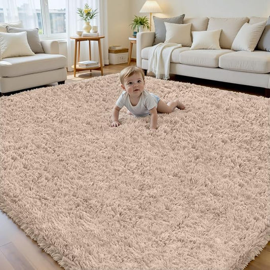 6x9 Area Rug for Living Room, Ultra Soft Fluffy Shag Rugs for Bedroom, Non-Slip Large Fuzzy Plush Rug Indoor Floor Carpet for Nursery Kids Office Dorm Modern Decor, Camel
