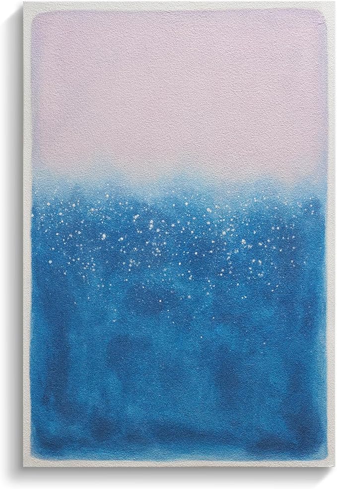 Modern Minimalist Abstract Canvas Wall Art, Textured Sandstone Oil Painting | Original Hand-Painted Purple to Blue Block Artwork, Large Contemporary Wall Decor for Living Room Bedroom Office 24x36 In