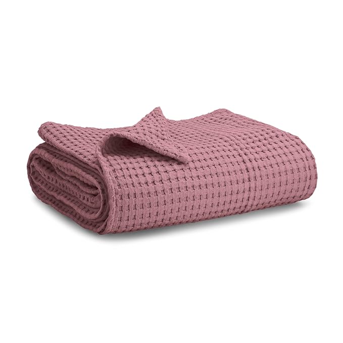 Comfy Cubs Waffle Weave Baby Blanket - 40” x 40” Cotton Blanket with Textured Design - Lightweight Swaddle for Bed, Crib, Stroller, or Couch - Soft and Cozy Cover for Toddlers, Boys & Girls - Mauve