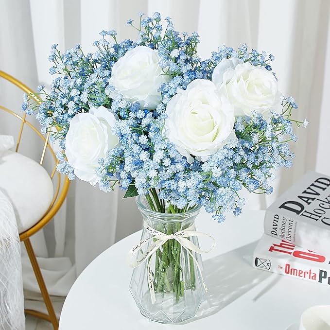 LYLYFAN Babys Breath Artificial Flowers,30 Pcs Gypsophila Faux Flowers for Wedding Party Home Garden Decoration Blue