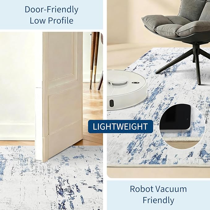 GarveeHome 5x7 Abstract Area Rug, Washable Soft Low Pile Non Slip Accent Rug for Living Room, Bedroom, Dining Room, Modern Neutral Indoor Carpet