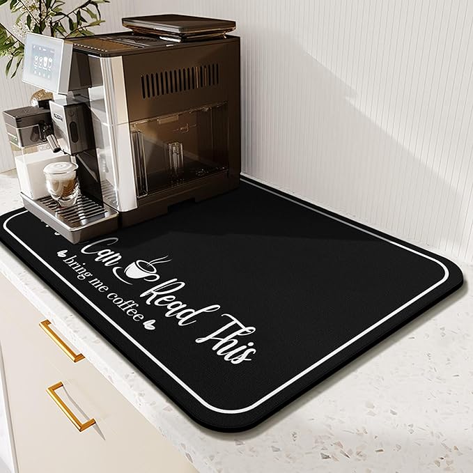 Coffee Bar Mat for Countertops 23inx15in,Absorbent Hide Stain Anti-Slip Cafe Bar Accessories Fit Under Coffee Machine Mat,Dish Drying mats for Kitchen Counter