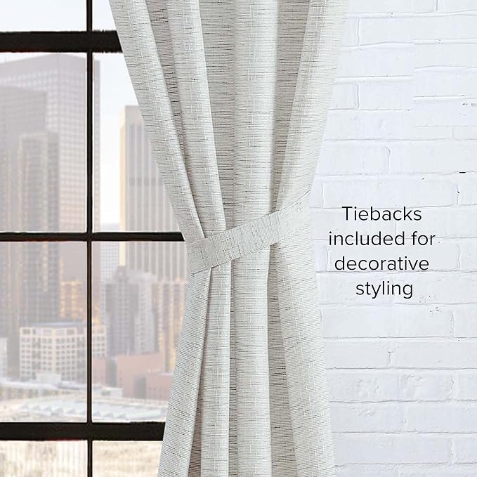 Lucky Brand – Sierra Textured Light Filtering Curtains |Window Panel Curtains | Faux Linen Drapes | Set of 2 Panels | Semi Sheer | Machine Washable | Measures 52" x 96" | Taupe