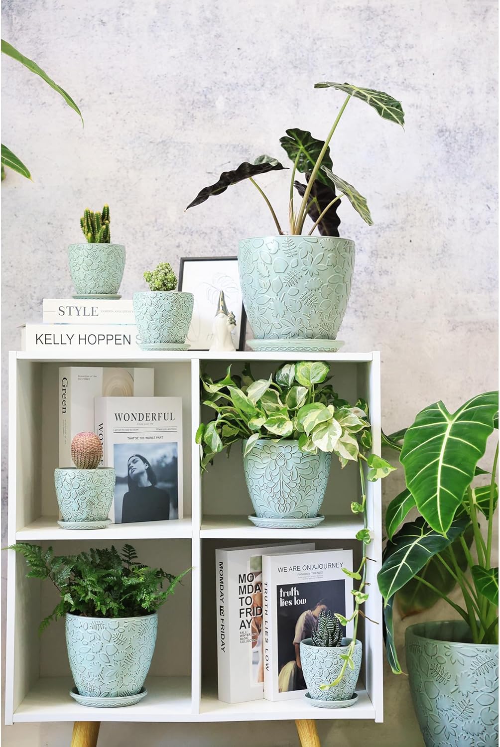 Succulent Planter for Indoor Plants, 4 Inch Small Ceramic Plant Pot with Drainage Holes and Saucers, Flower Pots for herb - Set of 4