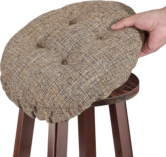 SINOSSO Modern Bar Stool Cushion Dia.14, Fashion Interweaving Design Anti-Skid Silicone Round Stool Seat Cushion Cover Padded (Light Brown, L,1)