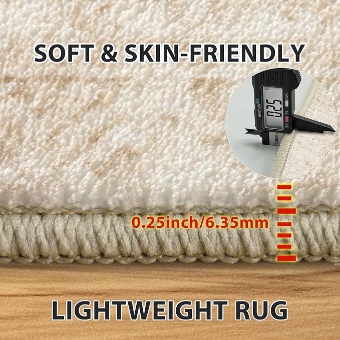 5x7 Area Rugs for Living Room Rug Washable: Abstract Rug for Dining Room Bedroom Carpet Non Slip 5 by 7 Indoor Modern Nursery Home Office Beige