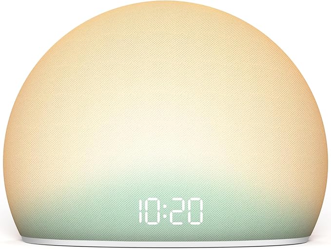 HOUSBAY Sunrise Alarm Clock, White Noise Sound Machine for Bedroom | Natural Wake-Up Light with Gentle Alarm Sounds, 20 Soothing Sleep Aids, Dimmable Display, Screen-Free Design - Teal
