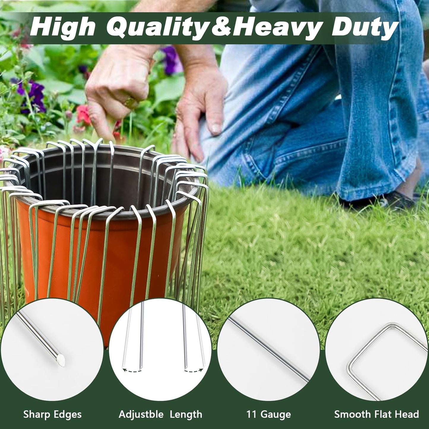 FEED GARDEN 6 Inch 1000 Pack Galvanized Landscape Staples 11 Gauge Anti-Rust Garden Stakes Landscaping Fabric SOD Pins Yard Stakes for Weed Barrier Fabric