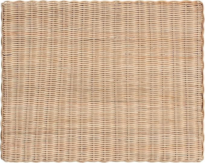 Bali & pari Farica Modern Bohemian Natural Rattan and Mahogany Accent Bench