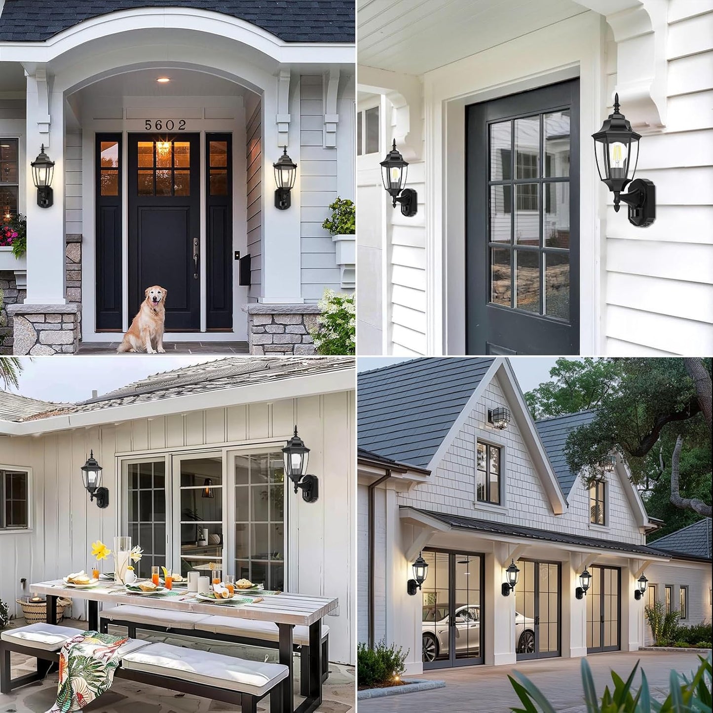 Lamomo Motion Sensor Outdoor Lights, Dusk to Dawn Outdoor Lighting, Exterior Aluminum Waterproof Porch Lights for Patio Front Door Garage（1 Pack