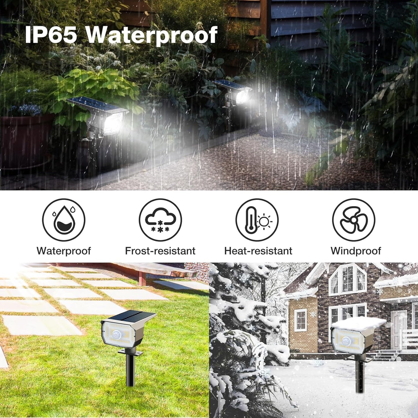 nipify 10 Pack Solar Lights Outdoor Waterproof, 3 Modes Motion Sensor Spot Lights,Solar Powered Spotlights 2-in-1 Auto On/Off Landscape Lighting for Outside Yard Wall Garden, Cool White