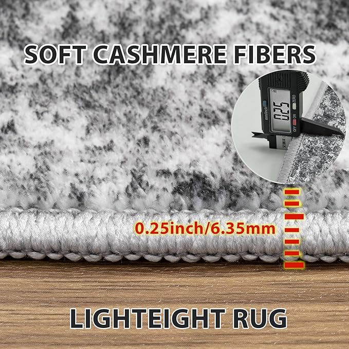 4x6 Area Rugs for Living Room Rug Washable: Abstract Rug for Dining Room Bedroom Carpet Non Slip 4 by 6 Indoor Modern Nursery Home Office Black Grey