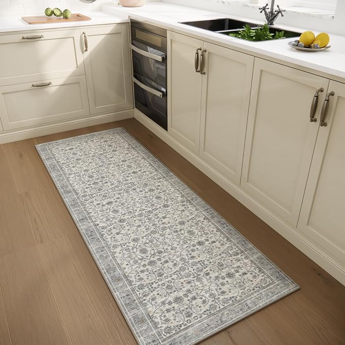 Machine Washable Hallway Runner Rug: 2'x6' Kitchen Rugs Soft Non-Slip Low Pile Vintage Boho Carpet Runners for Indoor Entryway Kitchen Bedside Bedroom Bathroom Farmhouse Decor