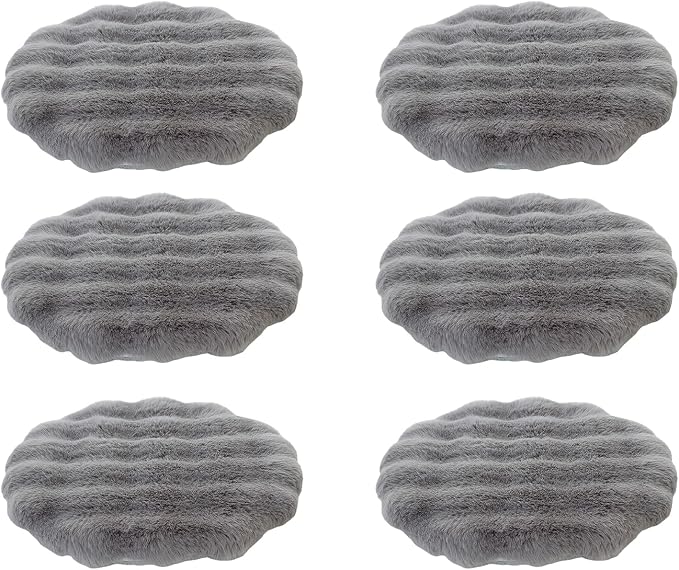 Lifup 6 Pack Round Chair Pads Memory Foam Seat Cushion Soft Cozy Plush Non Slip Thick Pad with Ties and Removable Cover for Dining Room, Office Grey 14 x 14 Inch