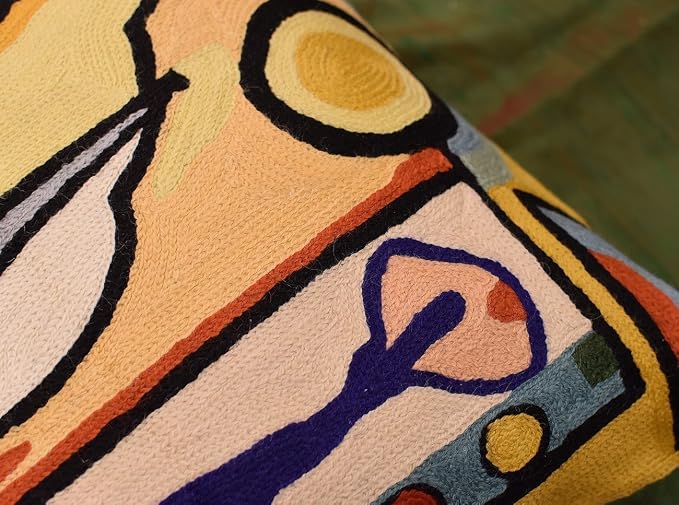 Modern Decorative Pillow Cover by Alfred Gockel Coastal Throw Pillowcase Accent Abstract Pillowsham for Couch Nautical Toss Cushion Chair Cushion Hand Embroidered Wool Size 18x18