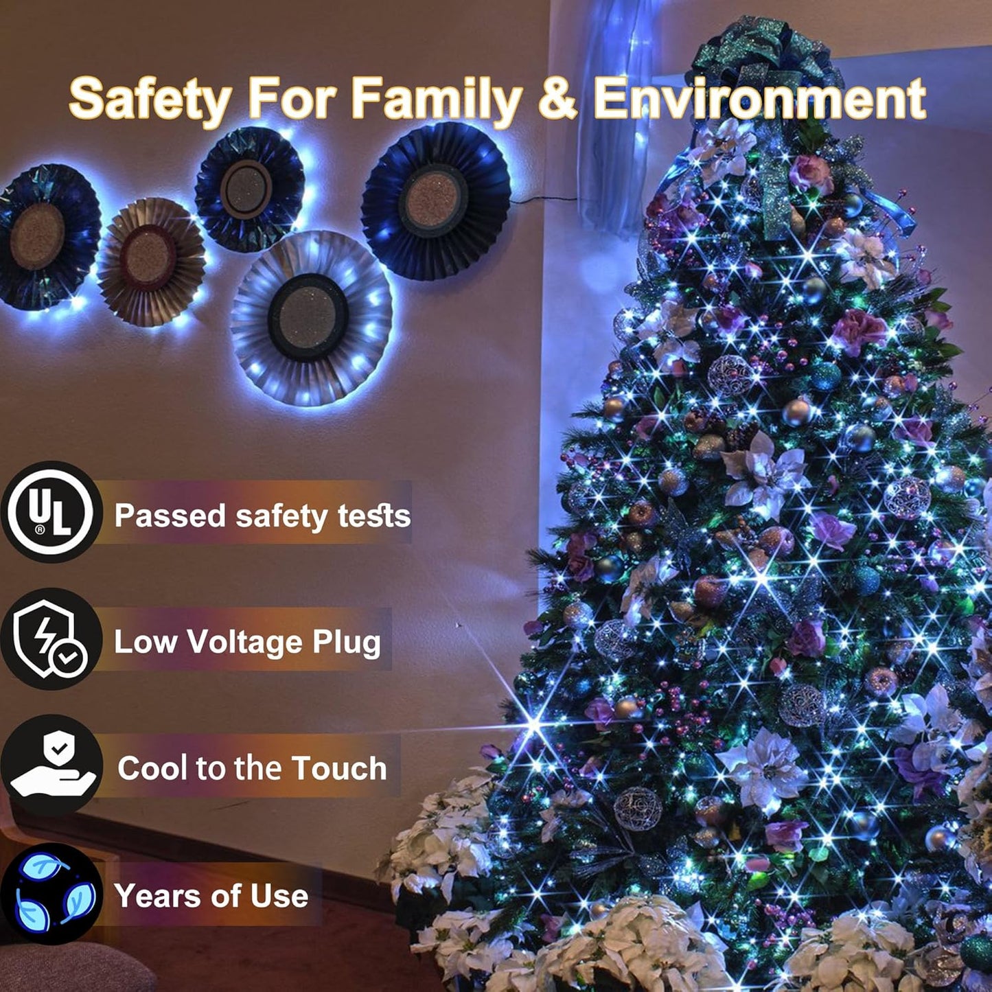 66FT Christmas Decorative Lights, Connectable 200 LED Green Wire Fairy String Lights Plug in, 8 Lighting Modes LED String Lights, for Indoor Outdoor Xmas Tree Wedding Party Decoration Cool White