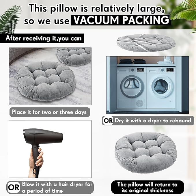 Jerify 12 Pcs Floor Pillow Cushions Large Round Square Large Meditation Floor Pillow for Classroom Adult Meditation Picnic Party Seating Learning Daycare School (Round,Light Gray)