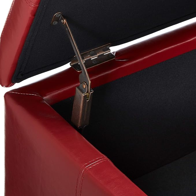Christopher Knight Home Glouster PU Storage Ottoman, Red 17. 50D x 51. 25W x 16. 25H