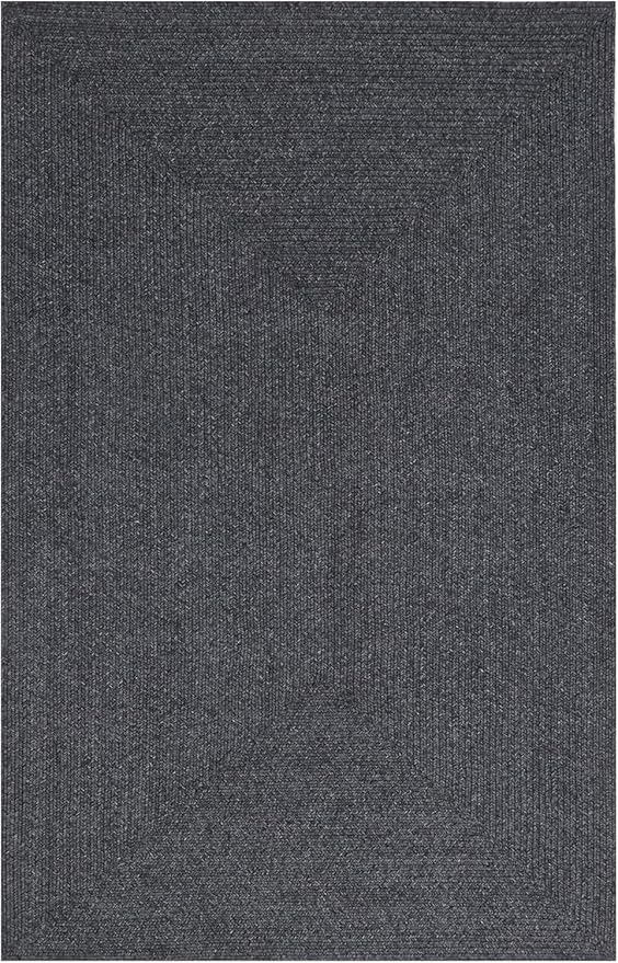 Superior Indoor Outdoor Area Rug, Handwoven Reversible Braided Home Decor for Living Room, Kitchen, Dining Room Floors, Patio, Front Porch, Deck, Modern, Boho, Farmhouse Style, 8' x 10' Oval, Charcoal