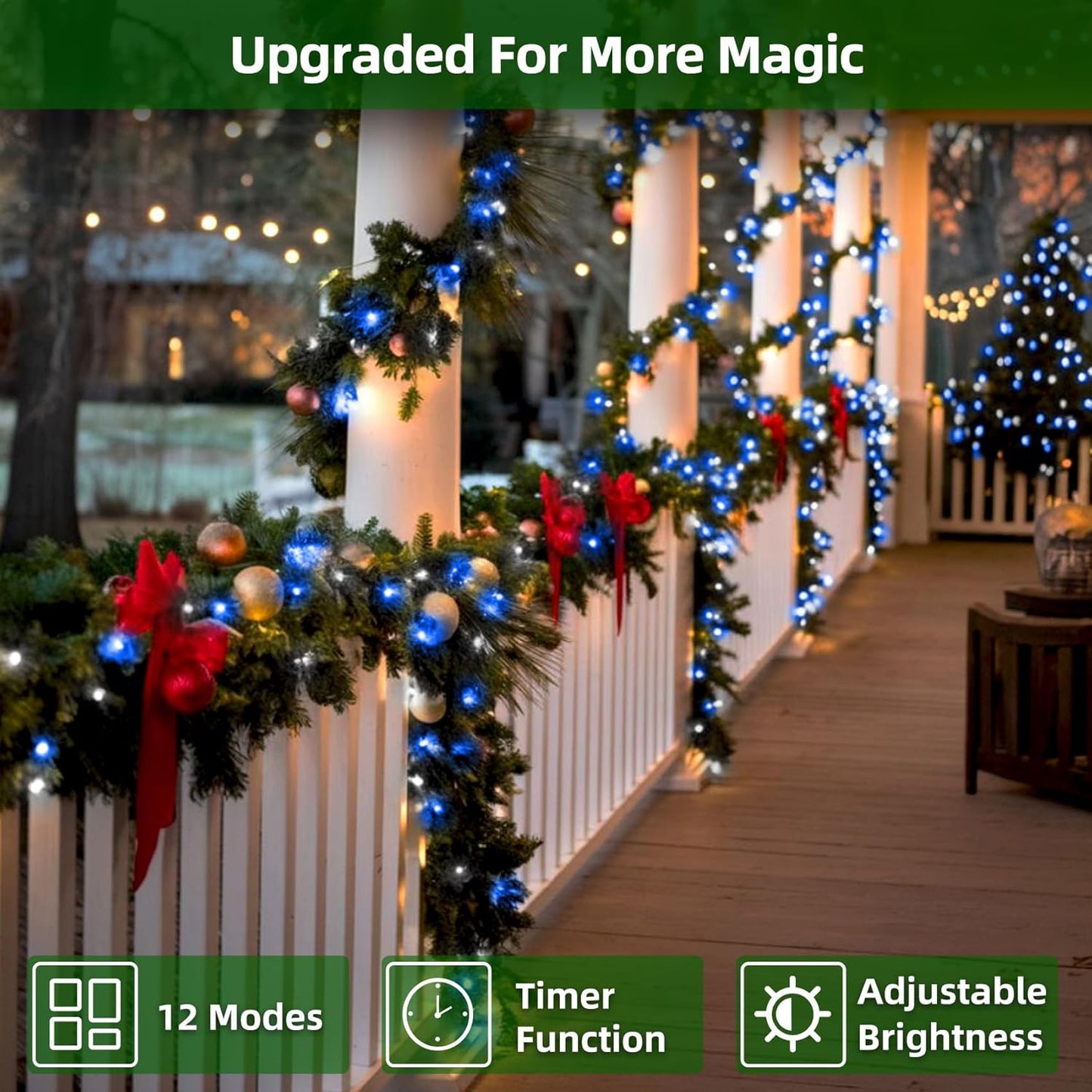 1500 LED 470FT Christmas Lights Outdoor,12 Lighting Modes Christmas String Lights with Timer, Dimmable BlueLED StringLightsWaterproof for Yard Tree Wedding Party Holiday Decor Blue