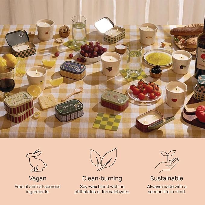 Paddywax Bistro Hand Painted Scented Candle in Ceramic Reusable Food-Safe Jar with Gift Box, Soy Candle with Approx. 56 Hour Burn Time, Wild Mushroom, 8 oz