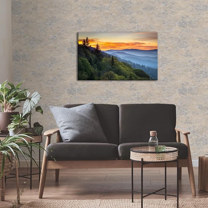 Blue Ridge Mountains Canvas Wall Art Sunrise Forest Wall Decor Living Room National Park Poster Nature Landscape Pictures for Bedroom Woodland Scenery Artwork Kitchen Office Home Decorations 20x30"