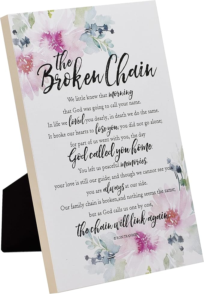 DEXSA Broken Chain Wood Plaque with Inspiring Quotes 6"x9" - Elegant Vertical Frame Wall & Tabletop Decoration | Easel & Hanging Hook | Christian Family Religious Home Decor Saying | Made in the USA