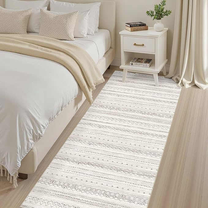 cotiled Hallway 2.6x10 Runner Rugs: Washable Boho Rugs with Non Slip Backing Large Soft Indoor Stain Resistant Carpet for Living Room Bedroom Farmhouse Dining Room Lightweight Home Decor Brown