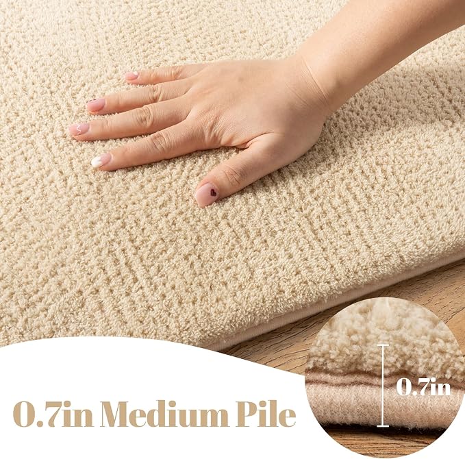 qulint Tan Hallway Rug 2x8, Modern Soft Bedroom Runner Rug Non Slip Washable Thickened Memory-Foam Indoor Kitchen Runner, Minimalist Solid Carpet for Living Room Entryway Home Decor
