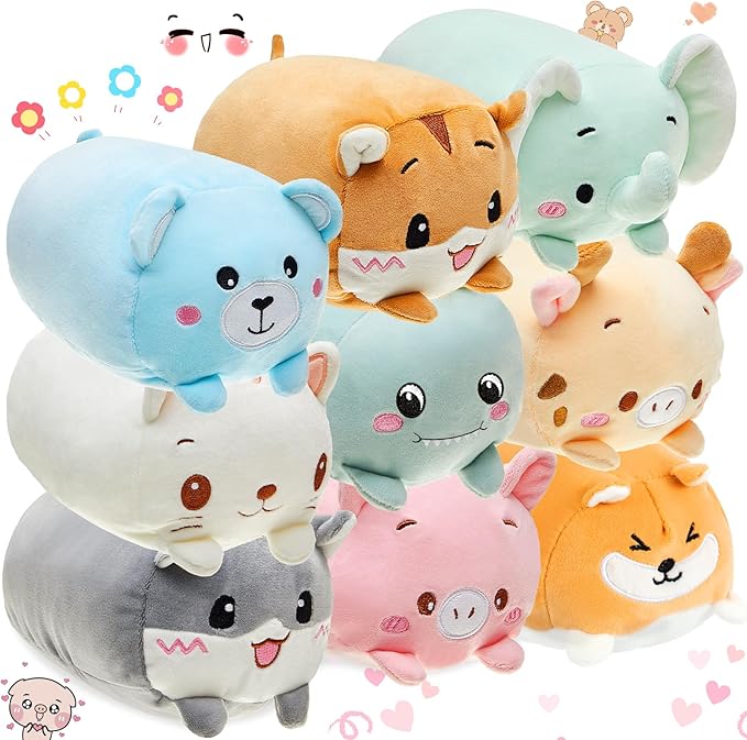 Leitee 27 Pcs Stuffed Animals Plush Bulk 8 Inch Cute Plushies Toys Plush Pillow for Boys Girls Birthday Gifts Box Toys for Classroom Prize Kids Party Favors Valentines Gifts in Bulk (Cute Animal)