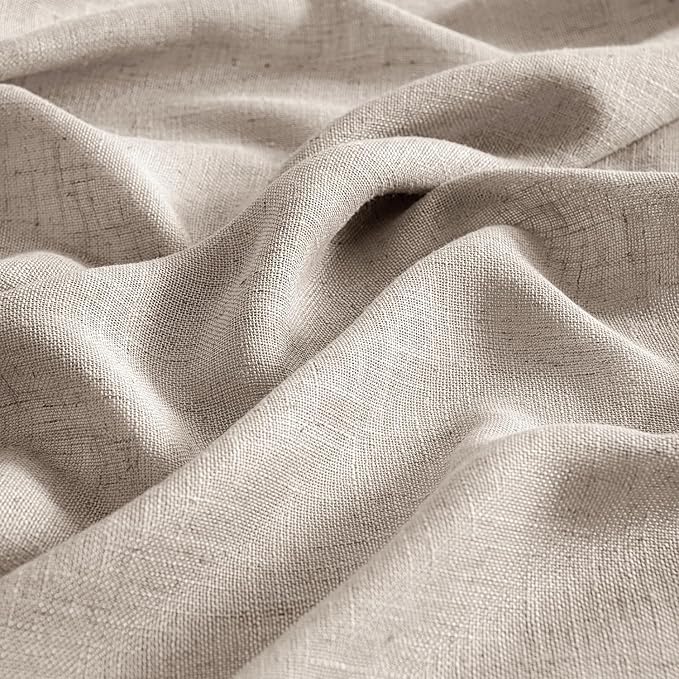 MIULEE Natural Linen Curtains 63 Inch Length 2 Panels for Bedroom Living Room, Soft Linen Textured Window Drapes Semi Sheer Light Filtering Back Tab Rod Pocket Farmhouse Modern Burlap Look Decor