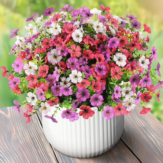 ZFProcess Artificial Flowers Faux Plants Outdoor Fake Flowers Spring Decor,12 Bundles Realistic Plastic Plant Colorful Daisy UV Resistant for Porch Patio Home Yard Garden Window Box Pot Planters