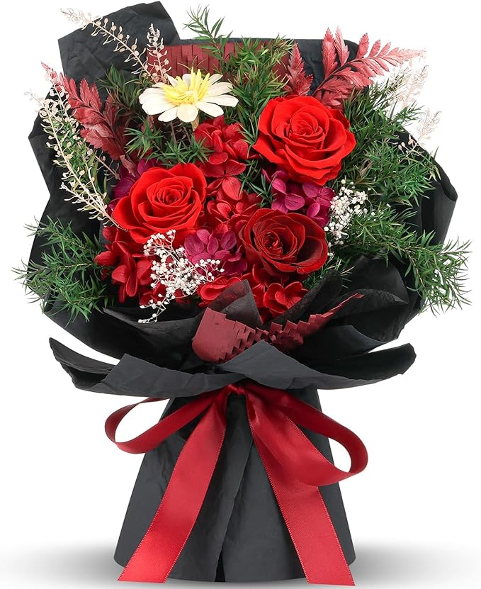 Flowers for Delivery Prime, Valentines Day Gifts for Her, Preserved Flowers Bouquets, Red Rose Birthday Gifts for Women Mom Wife Girlfriend Grandma, Real Forever Flower for Mothers Day Anniversary
