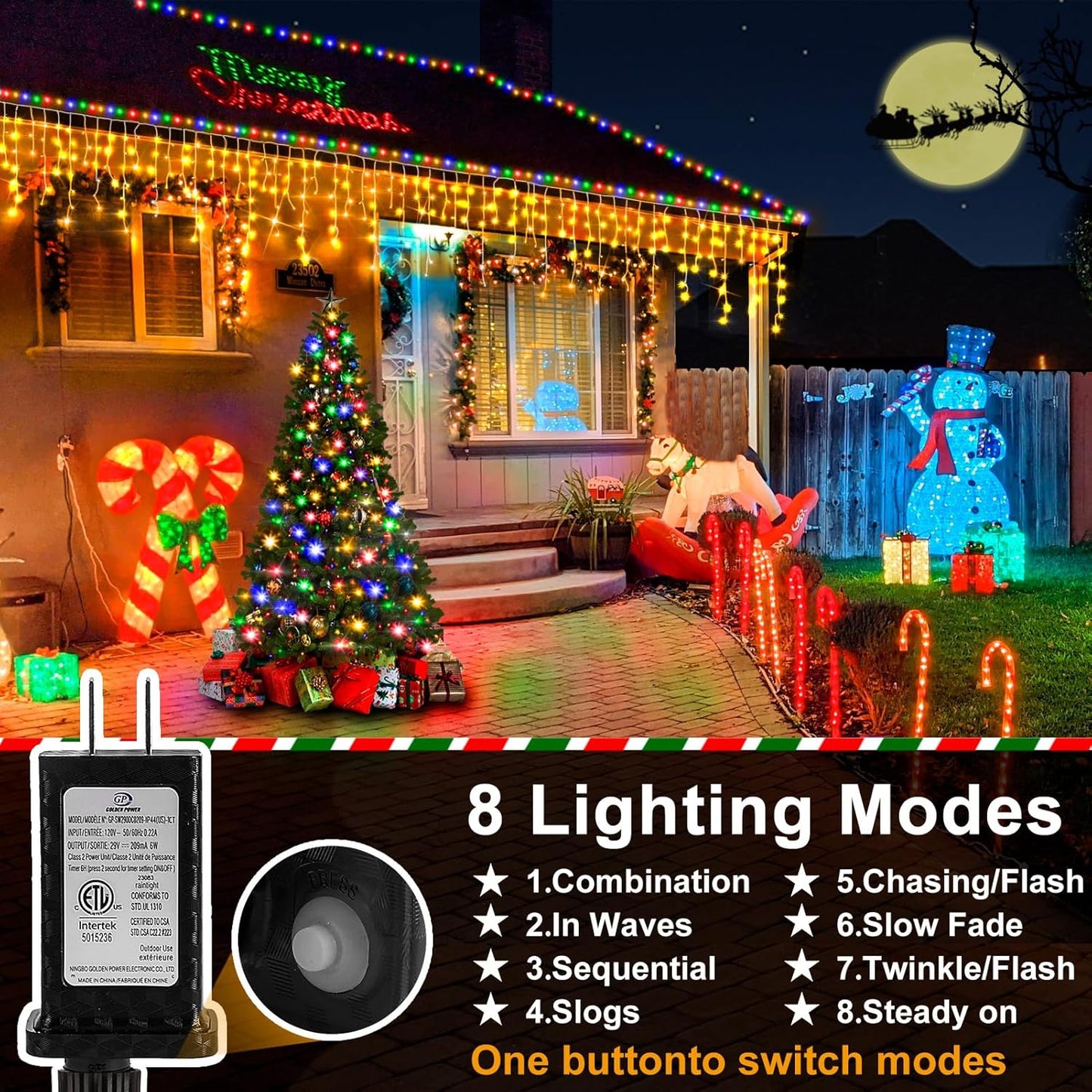 Heceltt Christmas Lights Outdoor, 49FT 480 LED Ice Lights for Outside, 90 Drops Ice String Lights with 8 Modes, Waterproof Timer Memory Hanging Light for Eaves Party Yard Garden(Warm White)