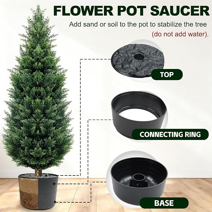 36-inch Artificial Cypress (2 Packs) - UV-Resistant Artificial Shrub with Pot, Suitable for Outdoor and Indoor use, Front Porch, Garden Decoration