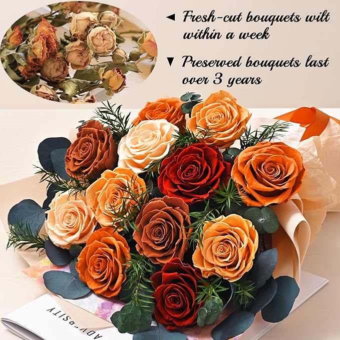 Flowers for Delivery Prime 12 Roses, Mothers Day Flowers for Mom, Mothers Day Gifts, Forever Roses Preserved Yellow Flower Bouquet Eternal Rose Birthday Gifts for Women Gf Gifts Wedding Anniversary