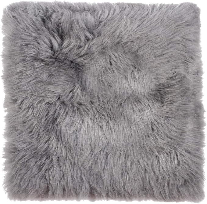 Natural Sheepskin Chairpad with Non-Slip Backing | 100% Real New Zealand Wool Sheepskin for Car Seat, Accent Chair, or Vanity Chair, Grey 1 Count (Pack of 1)
