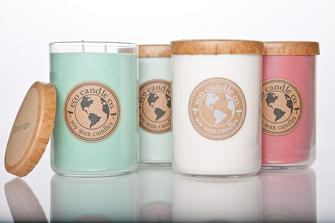 ECO CANDLE CO. Recycled Candle, Clean Sheet Day, 26 oz. - Scents of Clean Linens - 100% Soy Wax, No Lead, Kraft Paper Label & Lid, Hand Poured, Phthalate Free, Made from Midwest Grown Soybeans