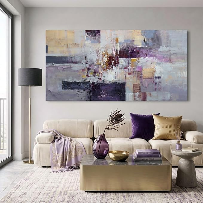 YDYSUNE Large Abstract Canvas Wall Art, Modern Wall Decor Painting Print, Purple Gold Room Decorations, Picture for Living Room, Bedroom, Office Artwork Ready to Hang Size 29×58 Inch