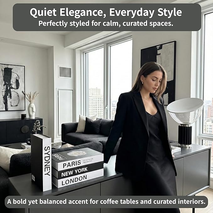 PROBENEX Urban Large | 4 PCS Faux Decorative Books for Home Decor | Not Real Books (Cardboard Boxes) | Coffee Table, Shelf Styling & Modern Aesthetic Accent Pieces for Living Room (L_Urban_Large)