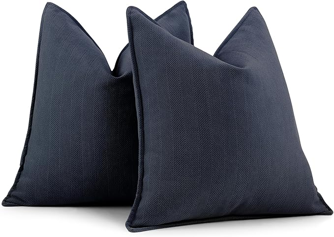 ZWJD Navy Pillow Covers 16x16 Set of 2 Chenille Throw Pillow Covers with Elegant Design Soft and Luxurious Decorative Throw Pillows for Couch, Bed, and Home Decor