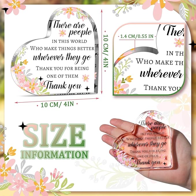Yinder Thank You Gifts for Women Appreciation Gifts for Coworker Employee Nurse Teacher Leader Boss Inspirational Quotes Acrylic Desk Decor for Home Office Farewell Retirement